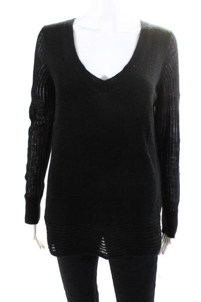 Line Women's V-Neck Long Sleeve Pullover Knit Top Black Size M