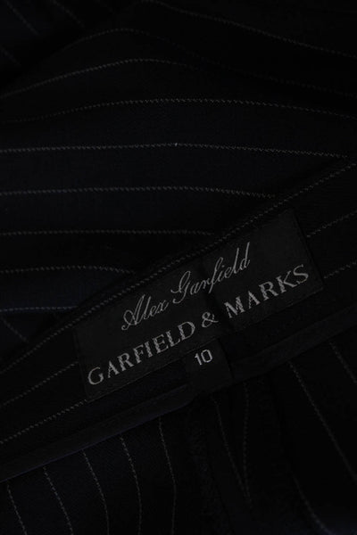 Garfield & Marks Womens Pinstripe Three Button Blazer Trousers Suit Blue Size 10