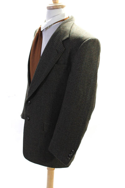 Hart Schaffner Marx Mens Wool Checker Print Two Button Suit Jacket Brown Size 42