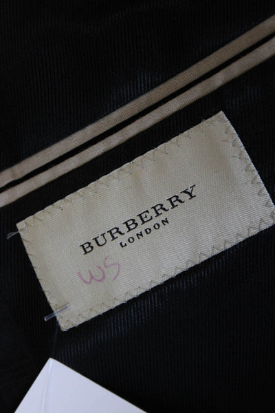 Burberry Mens Grid Print Notch Lapel Three Button Suit Jacket Black Size 42R