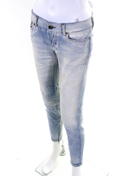 D&G Dolce & Gabbana Womens Cotton Low Rise Skinny Jeans Pants Blue Size 27