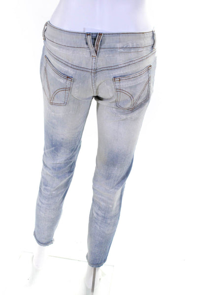 D&G Dolce & Gabbana Womens Cotton Low Rise Skinny Jeans Pants Blue Size 27