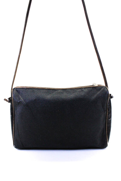 Fendi Womens Leather Zippered Thin Strap Crossbody Satchel Handbag Black Brown