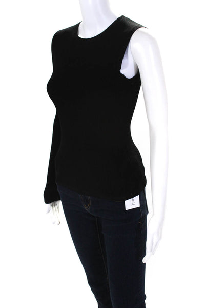 ALC Womens Pullover Single Sleeve Crew Neck Ribbed Shirt Black Size Extra Small