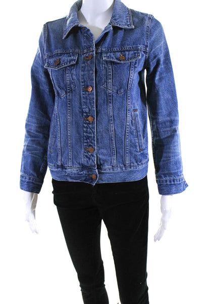 Madewell Womens Cotton Denim Long Sleeve Button Down Jean Jacket Blue Size S