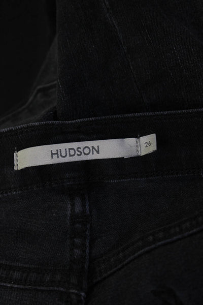 Hudson Womens Barbara Flare Leg High Rise Jeans Black Cotton Size 26