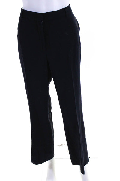 Max Mara Womens Pleated Hook & Eye Pleated Straight Leg Dress Pants Navy Size 16