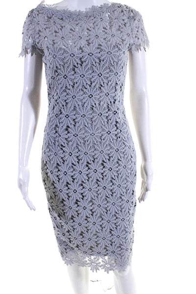 Paper Dolls Womens Battenberg Lace Floral Texture Short Sleeve Dress Gray Size 6
