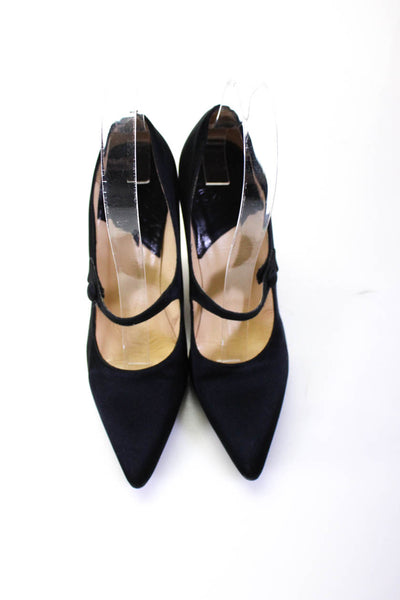 Charles Jourdan Womens Pointed Toe Satin Mary Janes Pumps Black Size 5.5