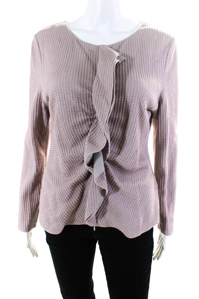 Emporio Armani Womens Ruffled Cardigan Sweater Gray Pink Size EUR 46