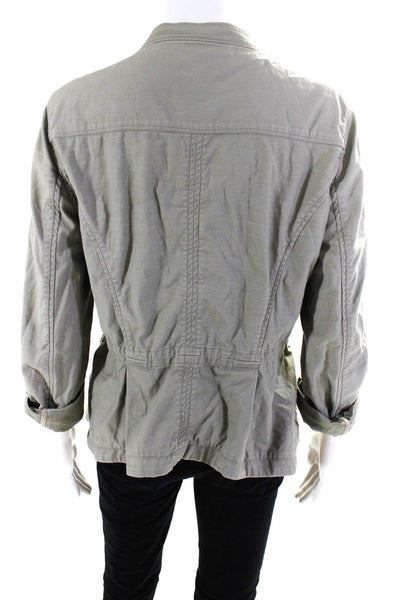 Joie Womens Full Zipper Cargo Jacket Olive Green Cotton Size Large