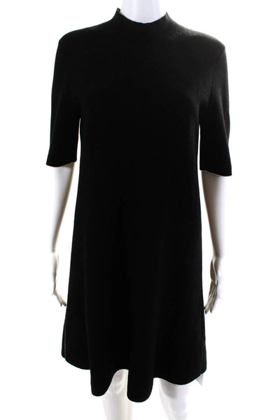 Theory Womens Short Sleeves Lakelyn Evian Stretch Sweater Dress Black Size Large
