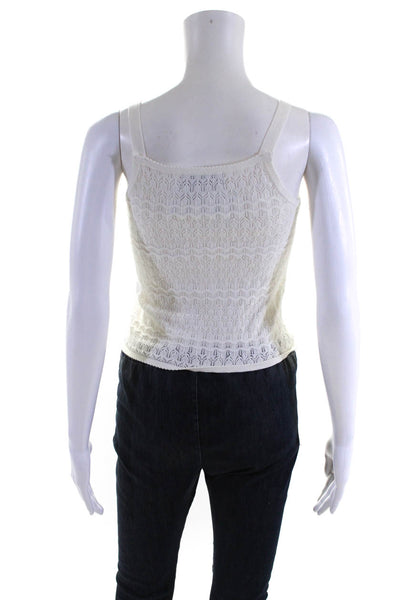 DH New York Womens Open Knit Sleeveless Scoop Neck Tank Top Ivory White Size XS