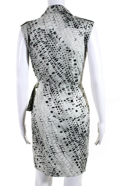 Calvin Klein Womens Gray Black Printed V-Neck Sleeveless Wrap Dress Size 2