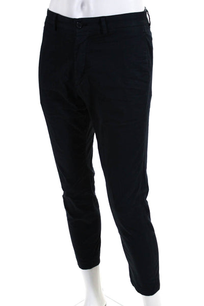 Theory Mens Zipper Fly Pleated Straight Leg Trouser Pants Navy Blue Size 29