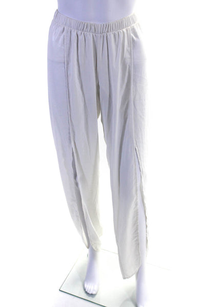 Nightcap Clothing Womens Elastic Waistband Side Slit Sheer Pants White Size 2