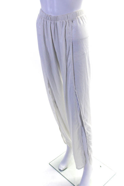 Nightcap Clothing Womens Elastic Waistband Side Slit Sheer Pants White Size 2