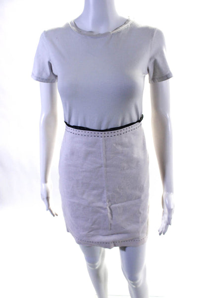 Philosophy di Alberta Ferretti Womens Back Zip Pencil Skirt White Black Linen 4