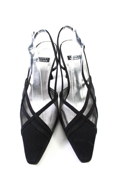 Stuart Weitzman Women's Pointed Toe Mech Ankle Buckle Sandals Black Size 5