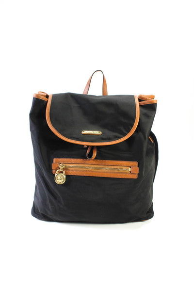Michael Kors Womens Black Nylon Close Tie Backpack Bag Handbag
