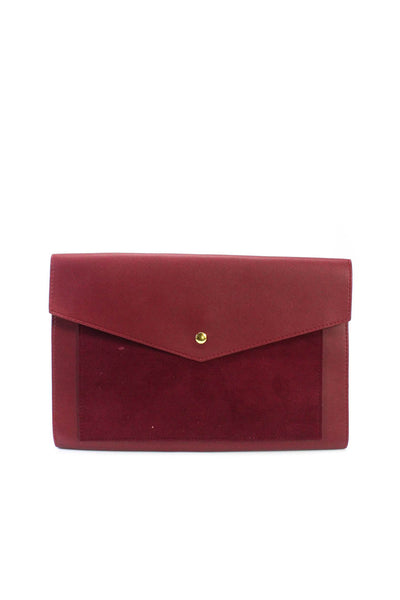 Glass Ladder & Co Womens Red Snap Envelope Portfolio Flat Clutch Bag Handbag