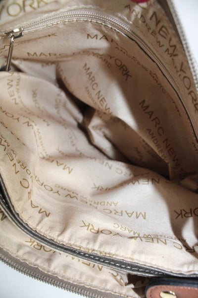 Marc New York Womens Studded Logo Pocket Front Crossbody Handbag Brown Leather