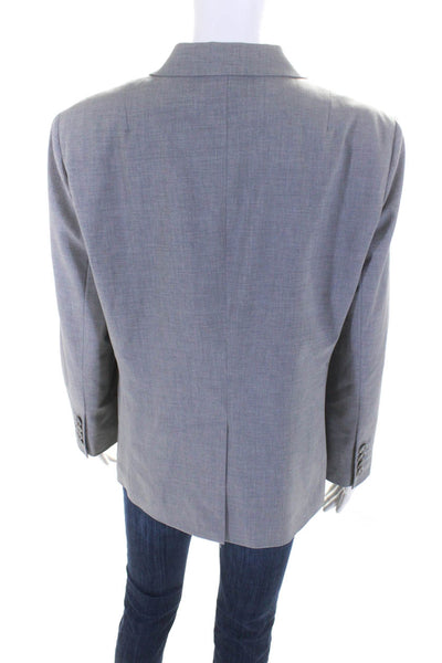 DKNY Womens Two Button Notched Lapel Blazer Jacket Gray Wool Size 14