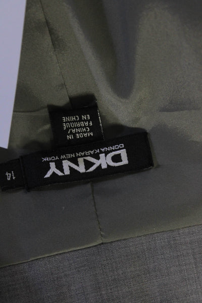 DKNY Womens Two Button Notched Lapel Blazer Jacket Gray Wool Size 14