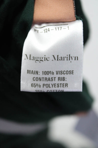 Maggie Marilyn Womens Elastic High Rise Straight Leg Striped Pants Green Size 4