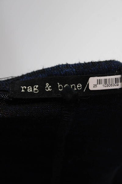 Rag & Bone Women's V-Neck Long Sleeves Blouse Navy Blue Size S