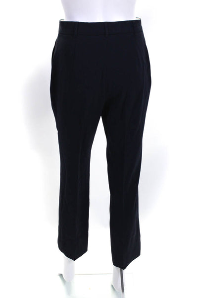 Max Mara Womens Pleated Hook & Eye Pleated Straight Leg Dress Pants Blue Size 2