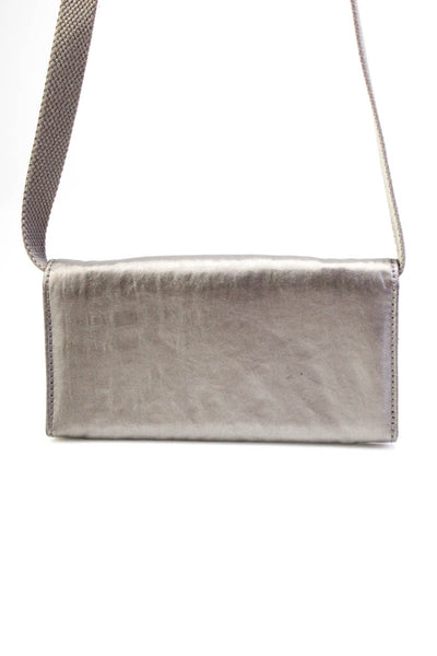 Kipling Womens Snapped Buttoned Flapped Textured Strap Crossbody Handbag Silver
