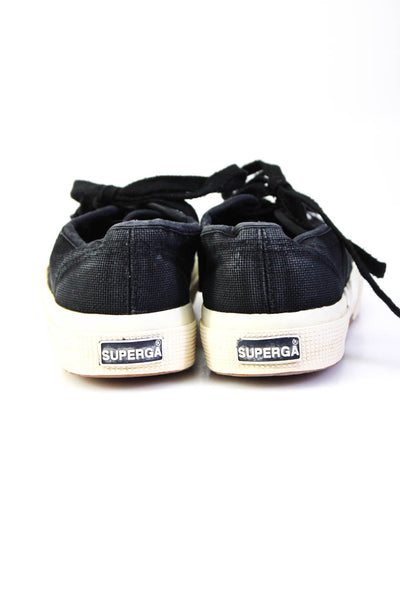 Superga Womens Canvas Low Rise Lace Up Sneakers Black Size 5