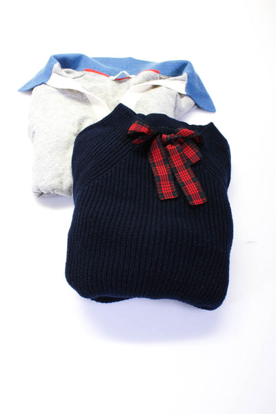 J Crew Boden Womens Cotton Ribbed Plaid Bow Tied Sweaters Navy Size XS 6 Lot 2