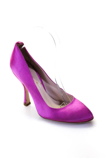 Miu Miu Womens Leather Fabric Almond Toe Spool High Heels Magenta Pink Size 7.5