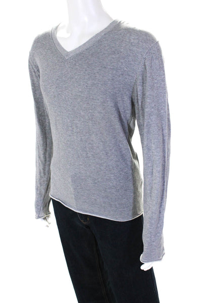 Vince Men's Cotton V-Neck Long Sleeve T-shirt Gray Size XL