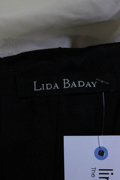 Lida Baday Womens Lace Pleated Tied Empire Waist Short Dress Cream Black Size M
