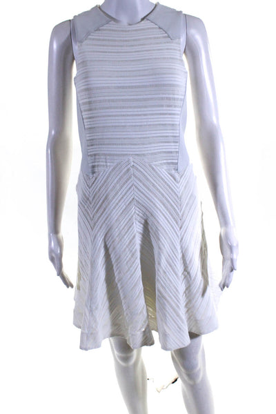 Rag & Bone Womens Leather Paneled Stripe Sleeveless A Line Dress White Size 4