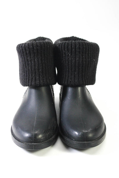 Salvatore Ferragamo Womens Sweater Cuffed Silver Tone Ankle Boots Black Size 7