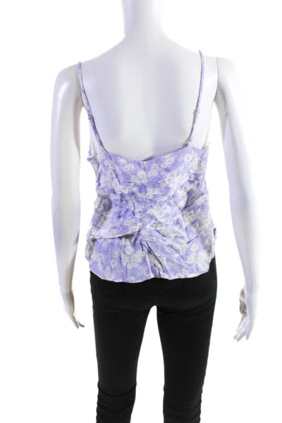 ASTR Women's Spaghetti Strap Floral Print Tank Top Blouse Purple Size S