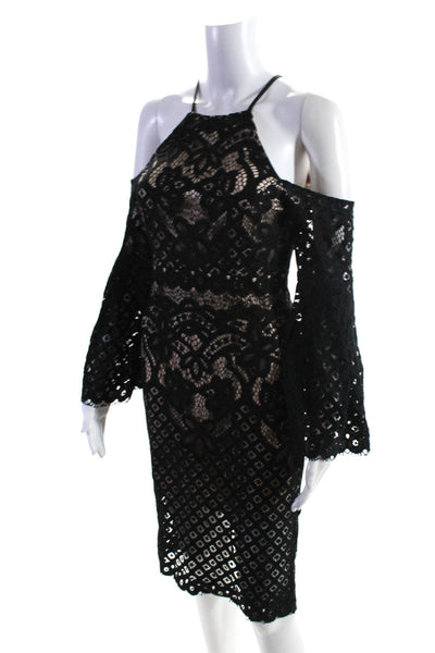 Bardot Women's Off Shoulder Lace Midi Dress Black Size 6