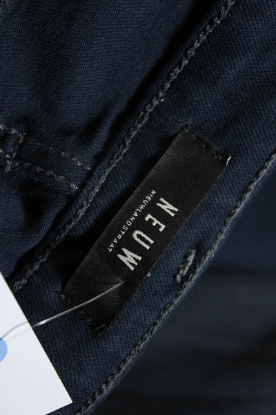 Neuw Mens Button Fly Dark Wash Iggy Skinny Jeans Blue Denim Size 29x32