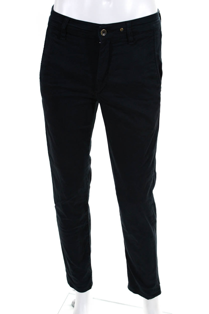 Rag & Bone Mens Zipper Fly Pleated Straight Leg Pants Navy Blue Cotton -  Shop Linda's Stuff