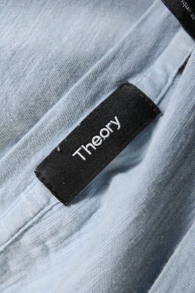 Theory Mens Short Sleeve Crew Neck Tee Shirt Blue Cotton Size Medium