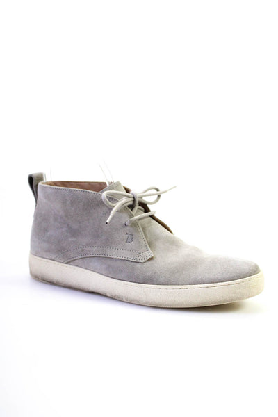 Tods Mens Lace Up Round Toe High Top Sneakers Gray Suede Size 5.5