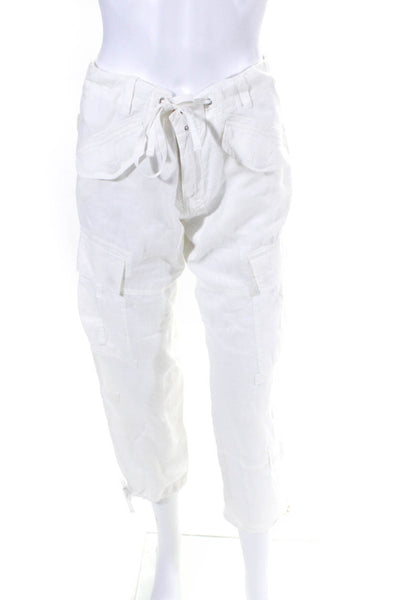 Ralph Lauren Black Label Womens Low-Rise Straight Leg Cargo Pants White Size 4