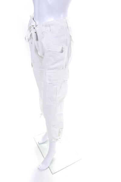 Ralph Lauren Black Label Womens Low-Rise Straight Leg Cargo Pants White Size 4
