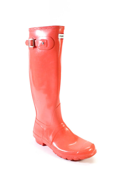 Hunter Women's Knee High Original Gloss Rubber Boots Coral Size 7