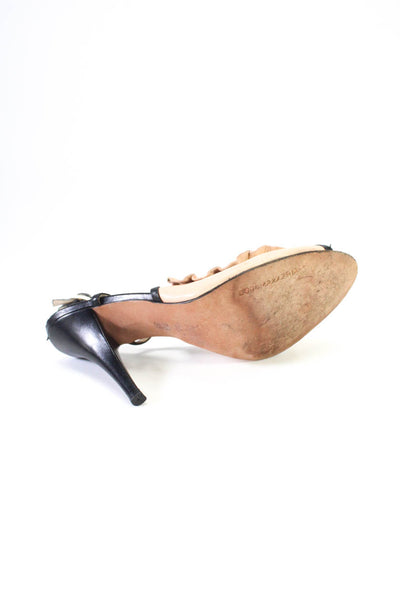 BCBGMaxazria Women's  Leather Peep Toe Slingback Bow Heels Pink Size 7