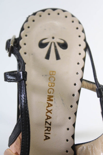 BCBGMaxazria Women's  Leather Peep Toe Slingback Bow Heels Pink Size 7